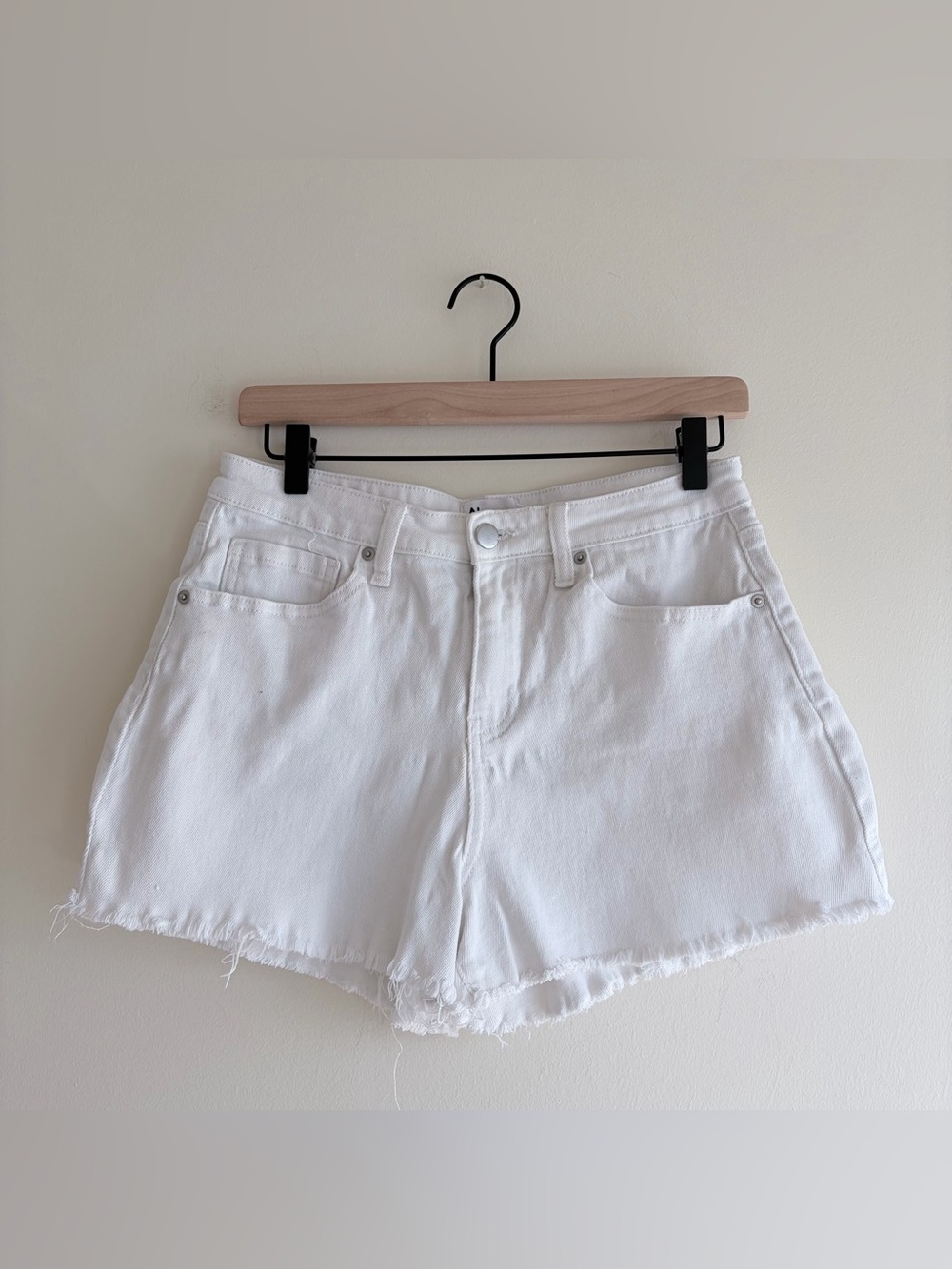 Abound White High-Rise Denim Shorts with Frayed Hem
